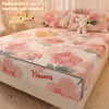 1 Pc Warm Coral Velvet Fitted Sheet Elastic Mattress Cover Fluffy Coral Fleece Bed Sheet Winter Warm and Cosy Plush Fitted Sheet 1
