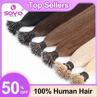 100 brins Nano anneaux Micro liens Extensions de cheveux humains naturel blond Micro perle boucle pré-collé Remy européen cheveux raides 1