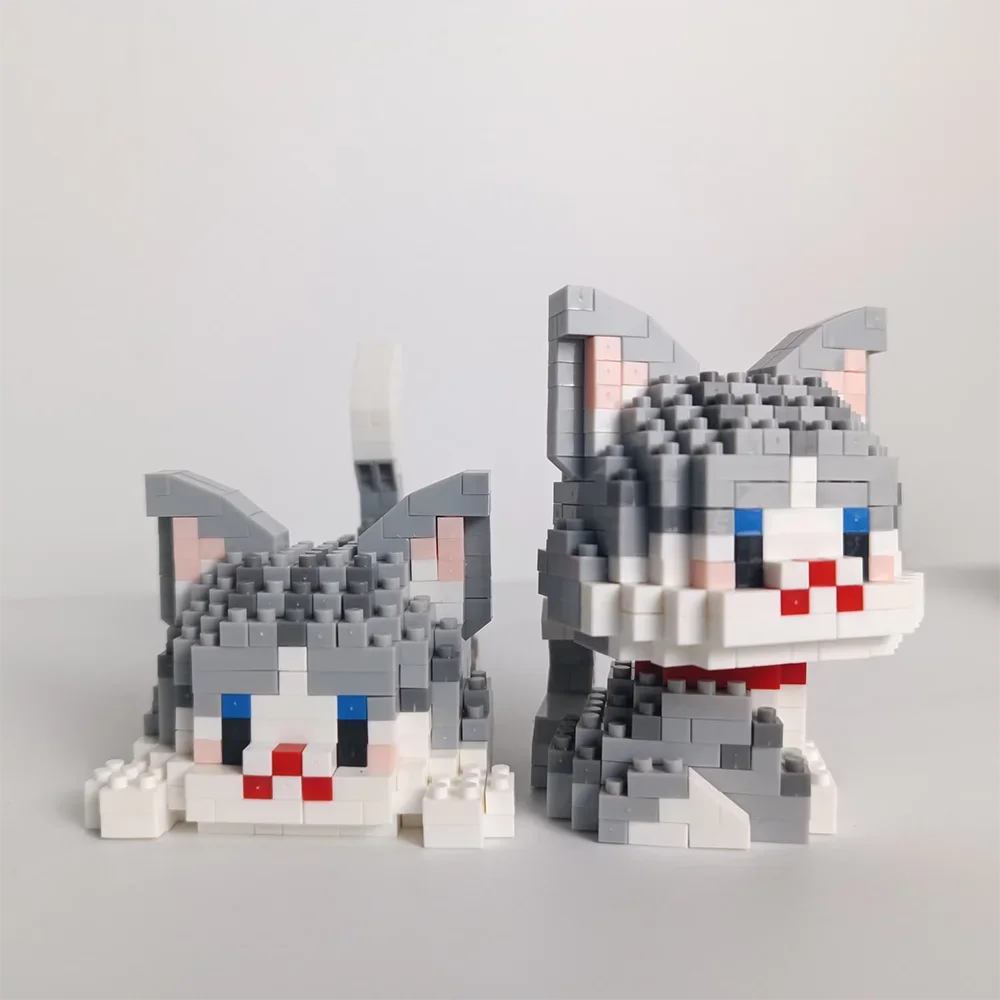 Micro Mini Kit di costruzione per micro gatti super carino Figura di bambola della serie di piccoli animali domestici Il regalo in miniatura perfetto per gli amanti dei gatti e le ragazze - immagine 4