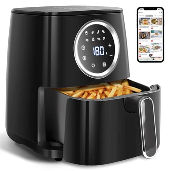 Friggitrice ad aria Aigostar Odin, libro di ricette 8 in 1, friggitrice senza olio da 1400W, 4.2L, Touch Screen a LED, slot per collettori di cavi, senza BPA, Remo 1