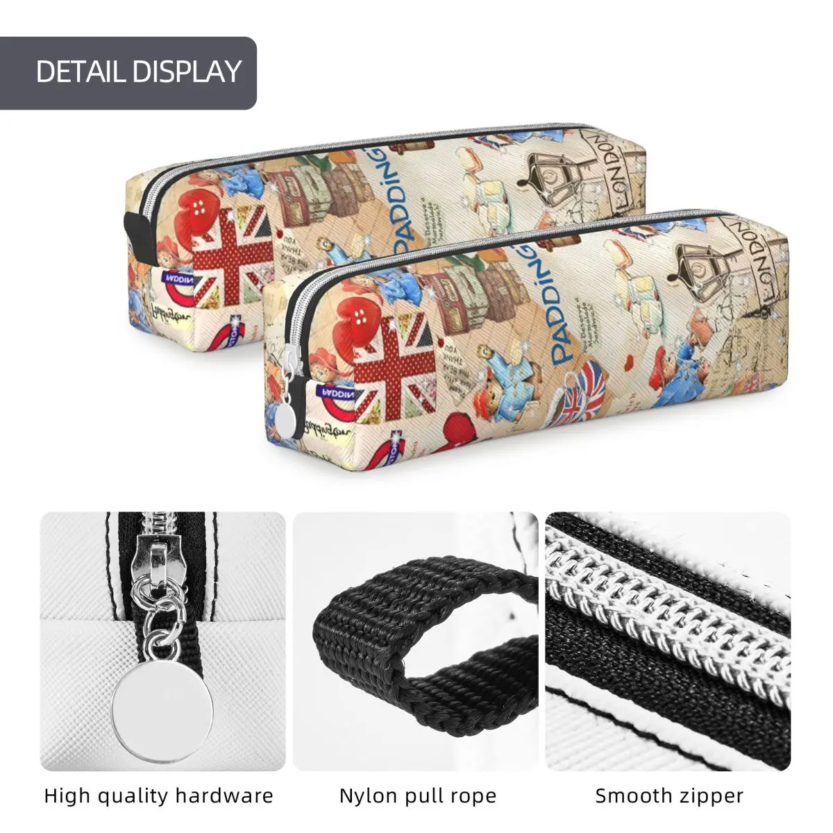 Paddington Brown Bear Pencil Case Britain Cartoon Movie Pencilcases Pen for Student Big Capacity Bag Office Gifts Stationery