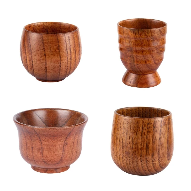 Wooden Tea Cups Coffee Mugs Beer Coffee Milk Water Cup Kitchen Bar Drinkware