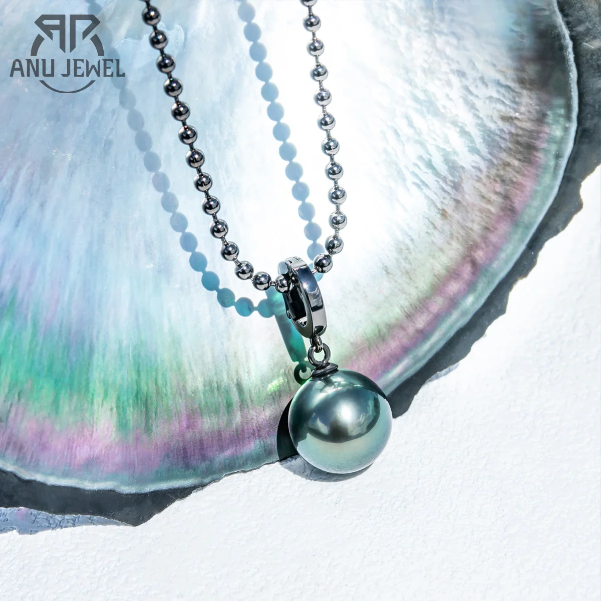 

AnuJewel 9-13mm Tahitian Black Pearl Necklace 925 Sterling Silver D Color Moissanites Seawater Pearl Necklace Jewelry Wholesale