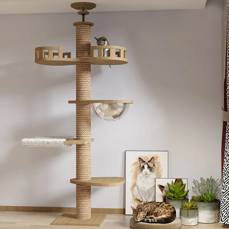 Cat Tree Floor To Ceiling Cat Tower Adjustable Kitten Multi level Condo 