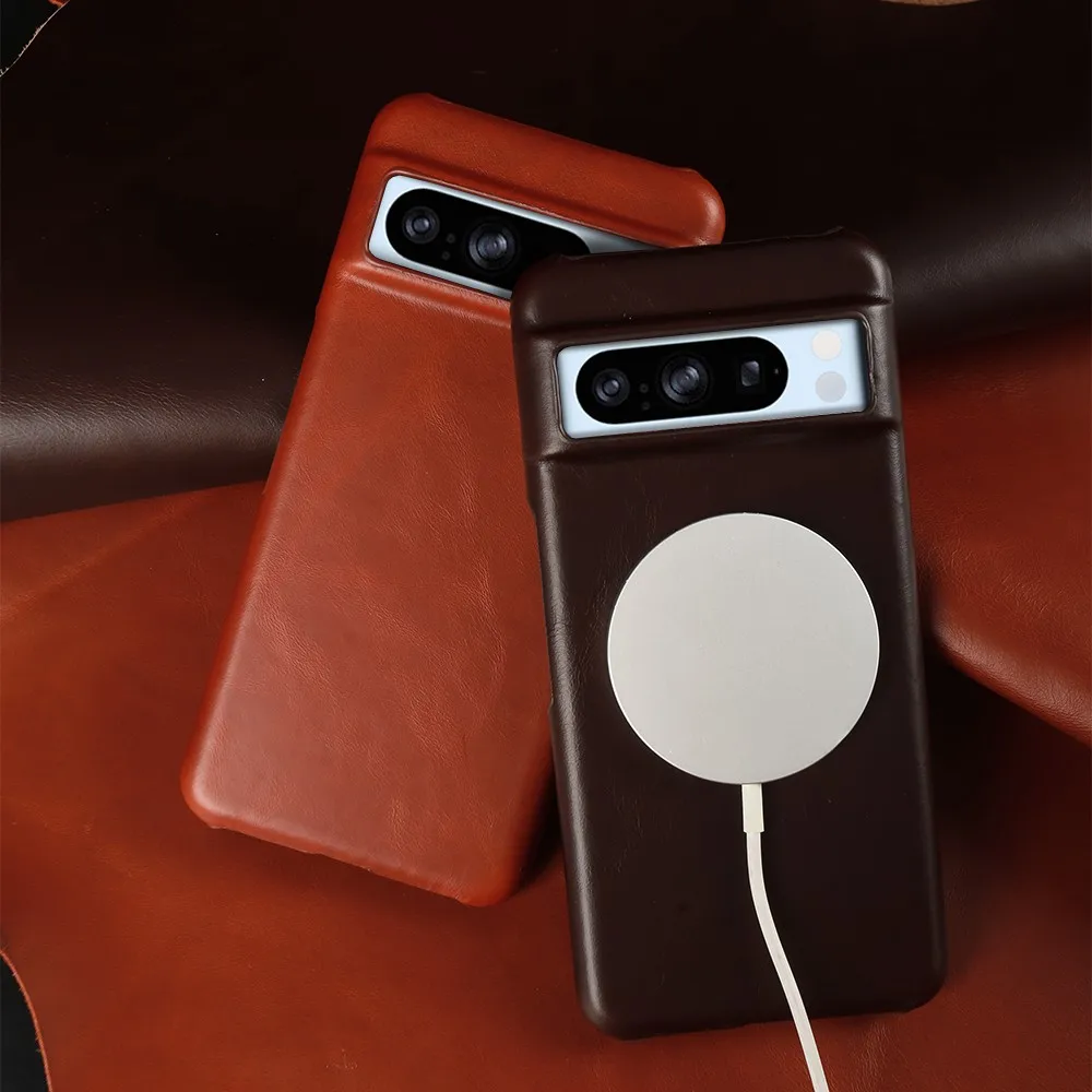 Magsafe Google Pixel 8 Pro 케이스용  가죽 무선 Pixel7pro 8A 6Pro Pixel6pro Vintag 전화 커버 Business Carcasa