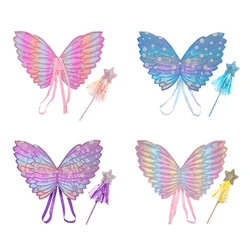 Fairy stick Wand + Butterfly Wings set for Children Kids Girls Cosplay Costume Prop