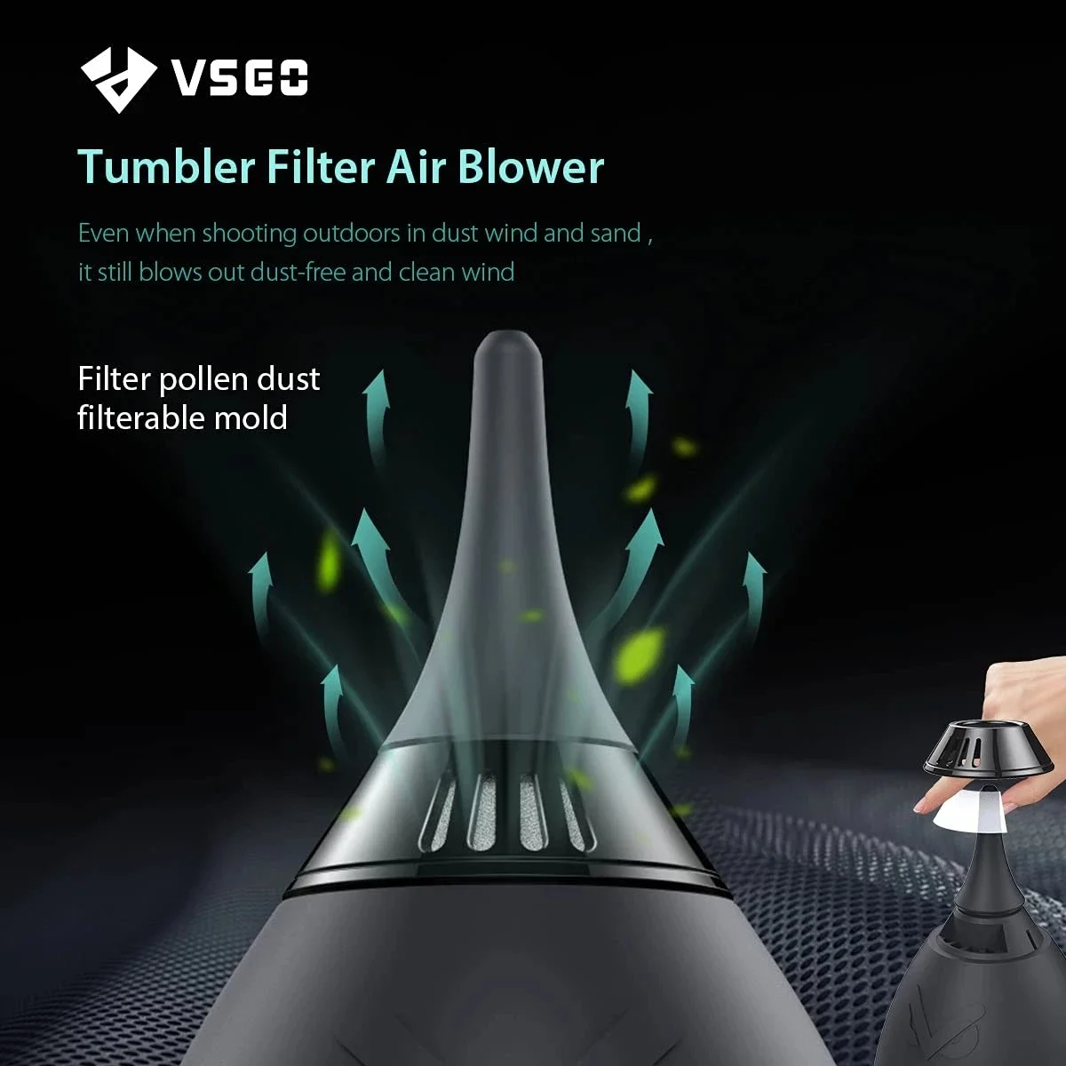 VSGO 프로페셔널 텀블러 에어 블로워 V-B01E 니콘, , 캐논 카메라 렌즈 및 센서 청소용 필터가 있는 고무볼