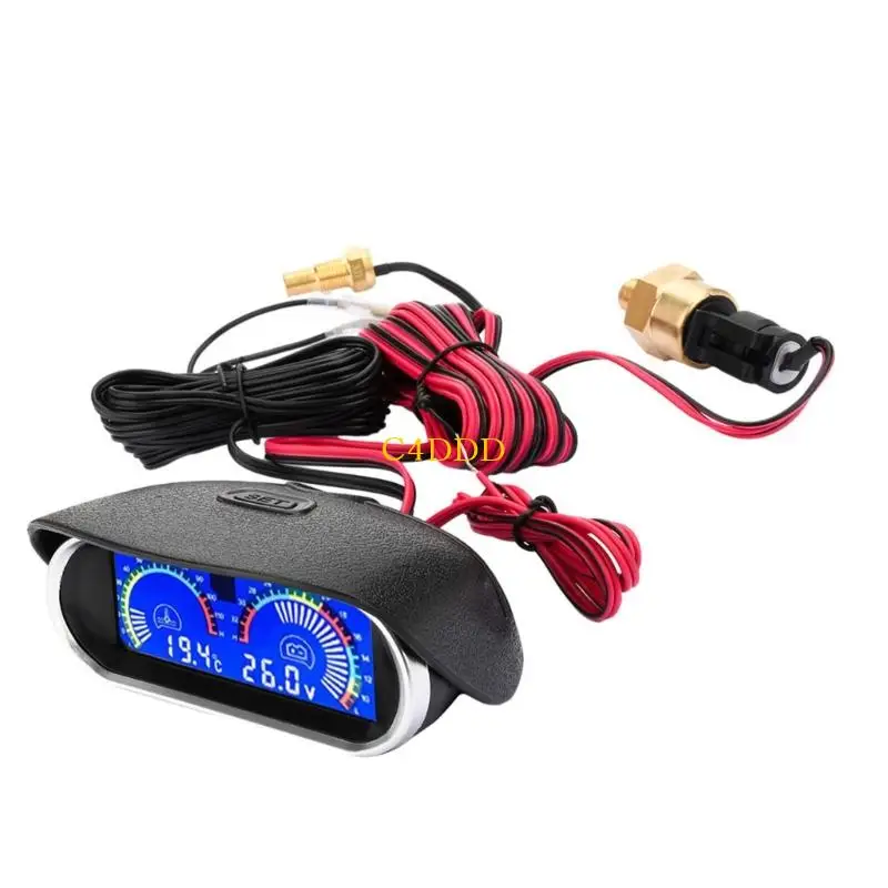 수온 및 자동차 전압 모니터링을 위한 C4DD 12V 24V LCD 디스플레이 게이지