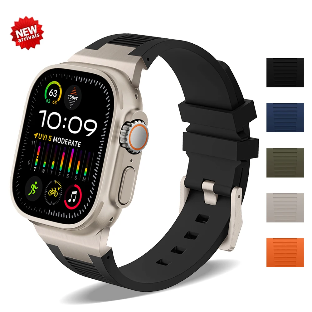 

Ремешок силиконовый для Apple Watch Ultra2 49 мм 9 8 7 45 мм, спортивный браслет для IWatch Series 6 5 Se 42 мм 44 мм