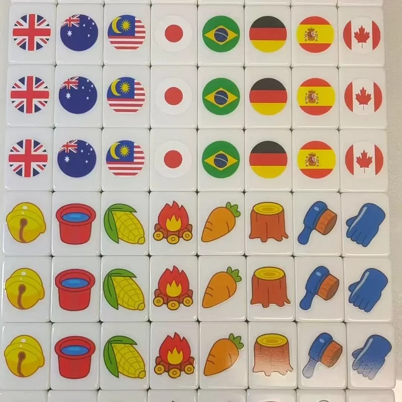 64 Blocks Seaside Escape Mahjong Game Popular Game Double With Pattern Of Flag Play Party Puzzle Toy Fun Gift