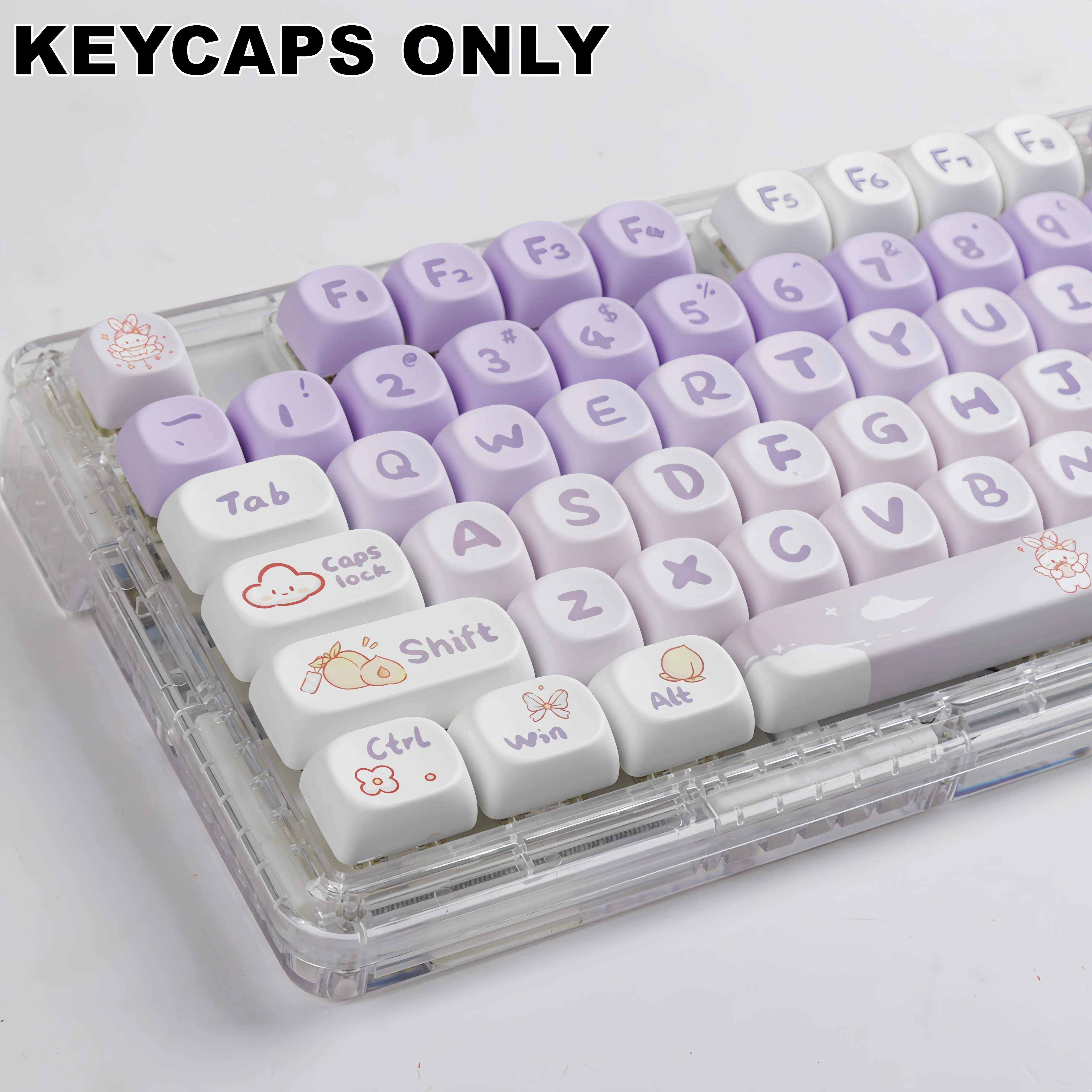 Kawaii Purple Pastel Bunny Themed Keycaps (142 Keys)
