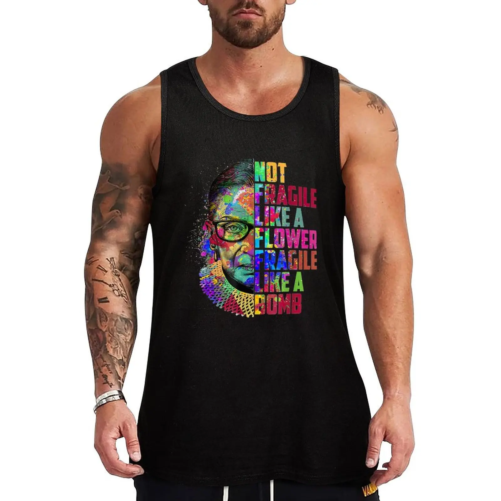 

Not Fragile Like A Flower But A Bomb Ruth Ginsburg RBG Tank Top anime t-shirts sleeveless t-shirts for men sports vest