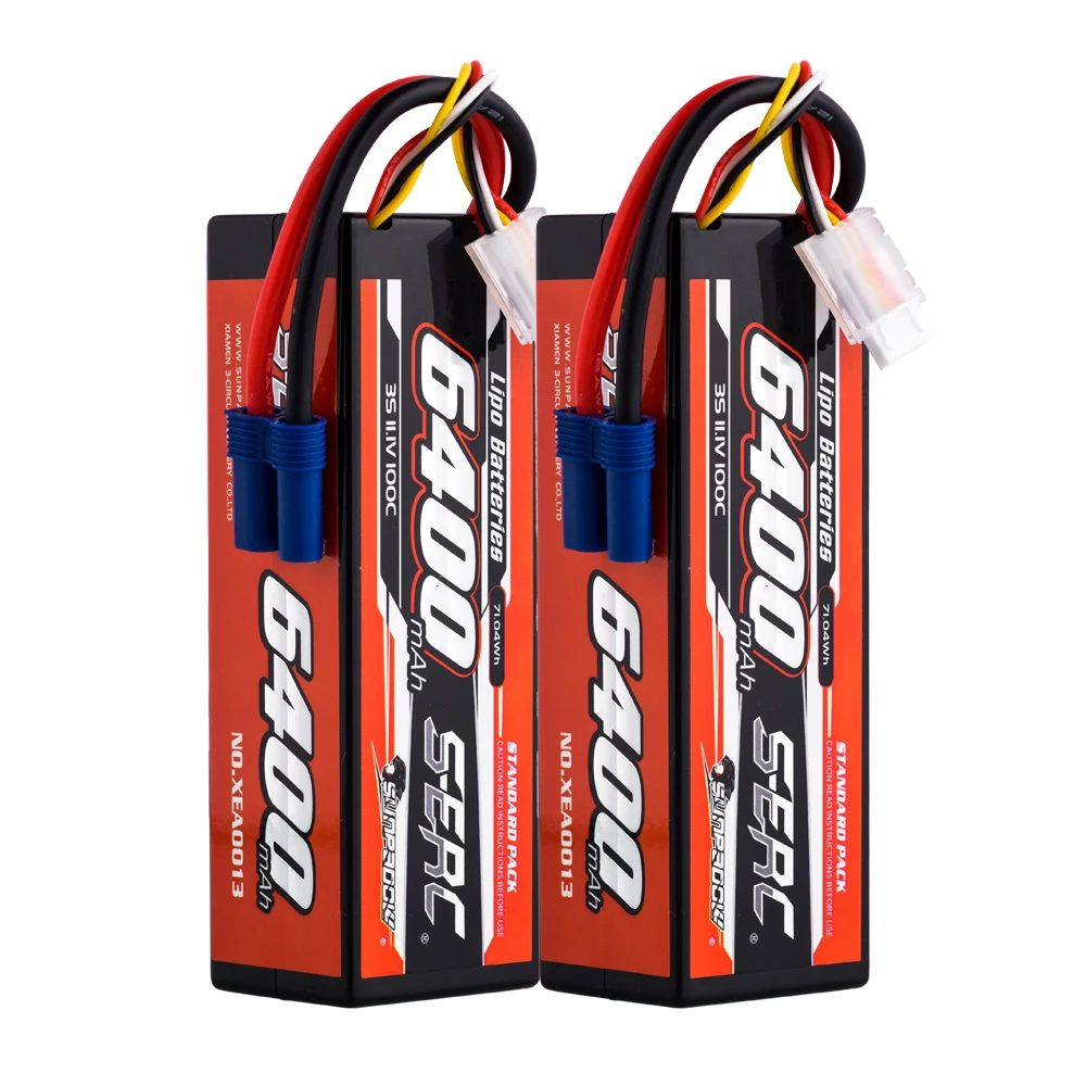 SUNPADOW 3S 4S 11.1V 14.8V Lipo Battery 6400mAh 100C Hard Case Rechargeable with EC5 for RC Vehicles Car Truck Tank Buggy SIGP