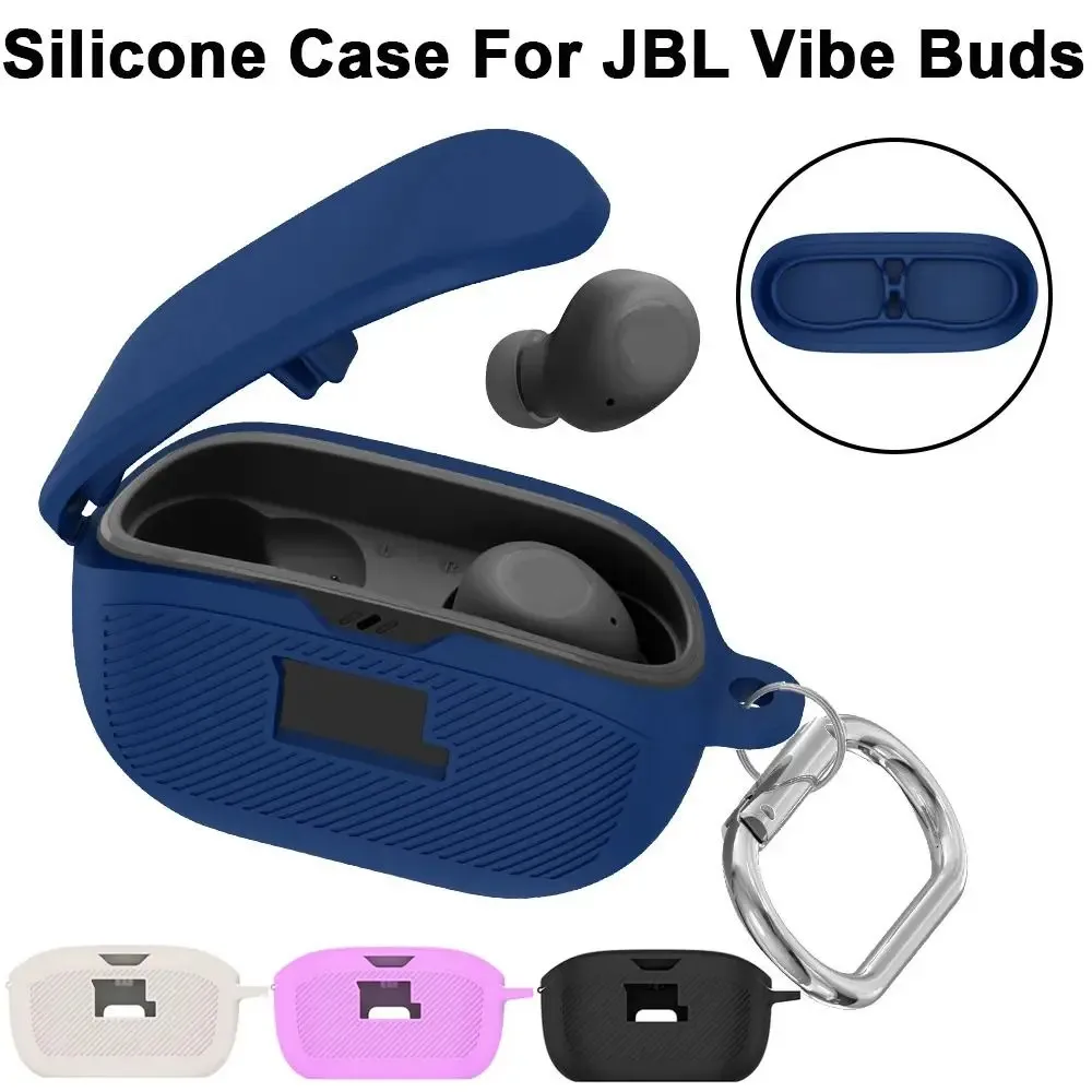 

For JBL Vibe Buds Earphone Case Soft Silicone Case with keychain Earphone Accessories for JBL Vibe Waterproof Case
