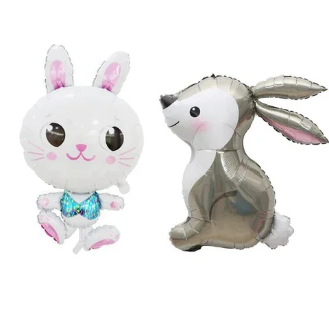 

Cartoon Bunny Rabbit Foil Balloons 2pcs Jungle Animal Helium air Globos Baby Shower Easter Decorations For Birthday Party home