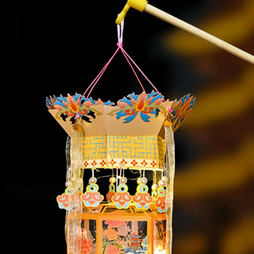 60cm Spring Festival DIY Lantern Kit Chinese Traditional Handheld Lucky Lantern With Tassel Decor Unfinished Material Packages