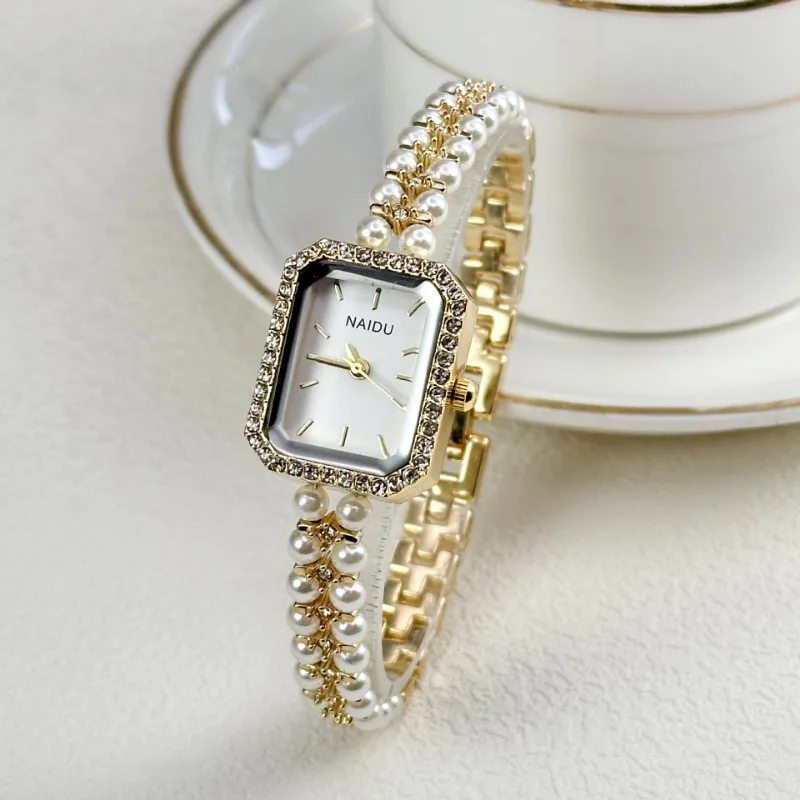 Women's Bracelet Watch Light Luxury Imitation Pearl Quartz Watch