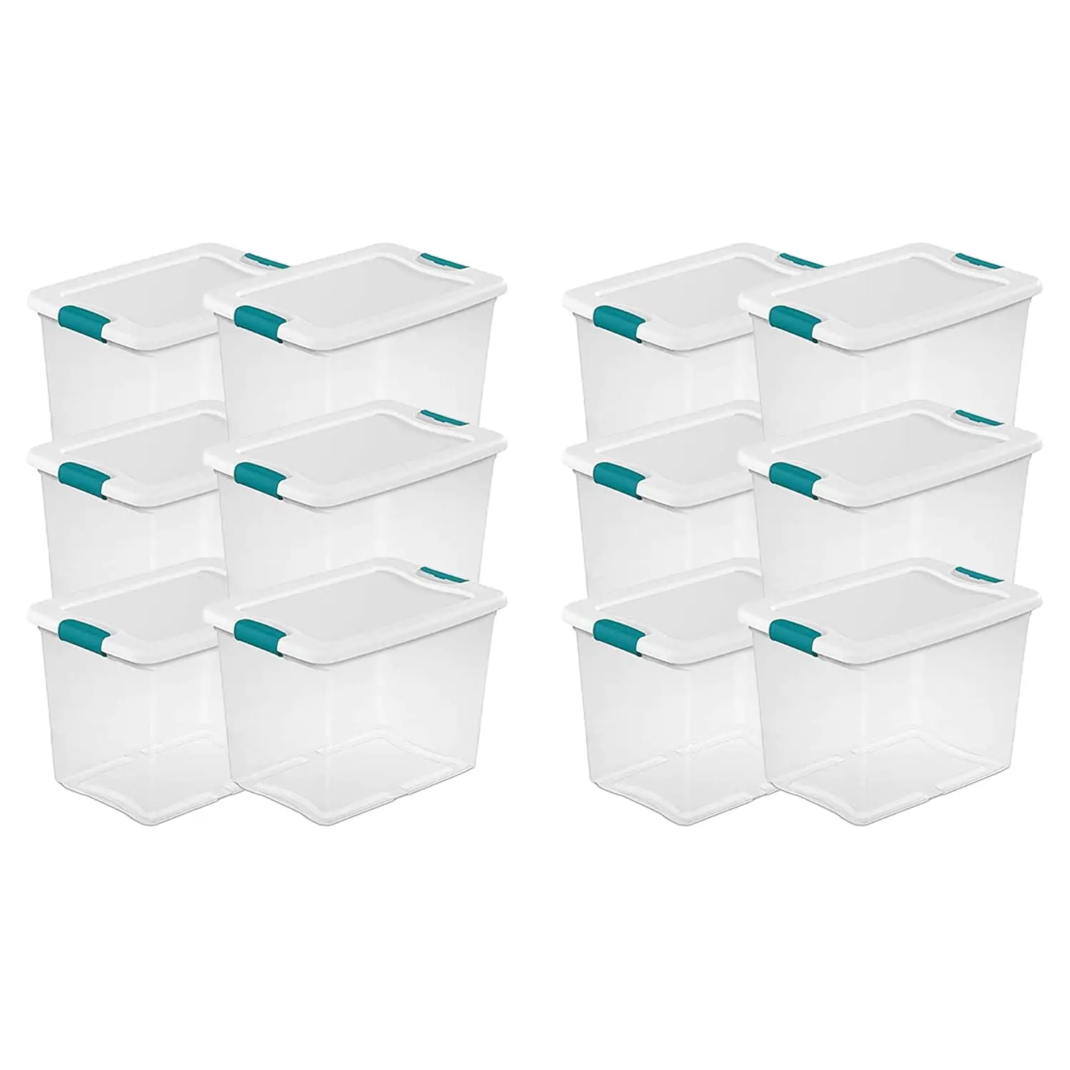 

Sterilite 25 Qt Latching Storage Box, Stackable Bin with Latch Lid, Plastic Container to Organize Closet Shelf, Clear with White