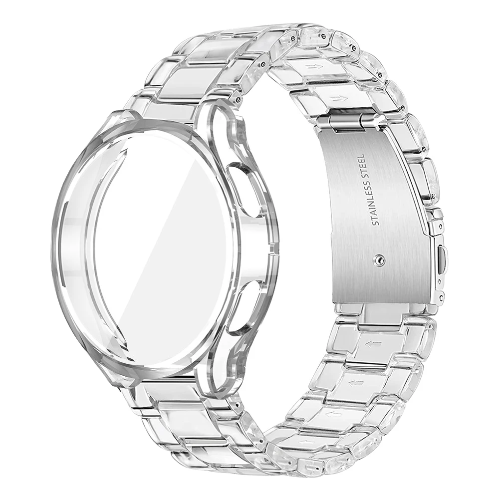 

2pcs For Samsung Galaxy Watch 4 classic 46mm 42mm Strap band Case Clear Resin Bracelet Galaxy Watch 4 44mm 40mm Active 2/Watch 3