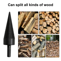 Foret à bois de chauffage, broyeur d'outils pour le travail du bois, cône de noyau de rupture de bois, poignée triangulaire séparateur de trous foret à bois de chauffage 