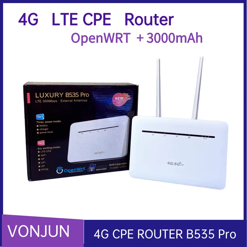 

Маршрутизатор B535 Pro 4G CPE, 300 Мбит/с, CAT4, 32 пользователя