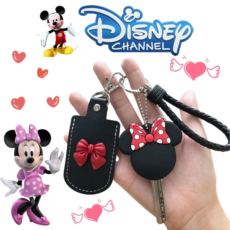 Disney Mickey Minnie Mouse Cartoon Keychain Key Rings Key Case Cover for Control Dust Cover Holder Organizer Home Supplies cartoon keychain