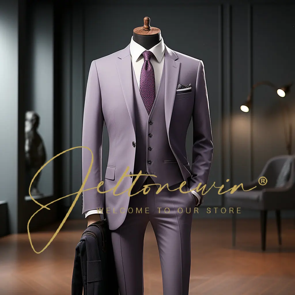 

Classic Male Suits 2024 Notched Lapel One Button Slim Fit Men Wedding Suit Groom Wear 3 Pieces Blazer Terno Masculino