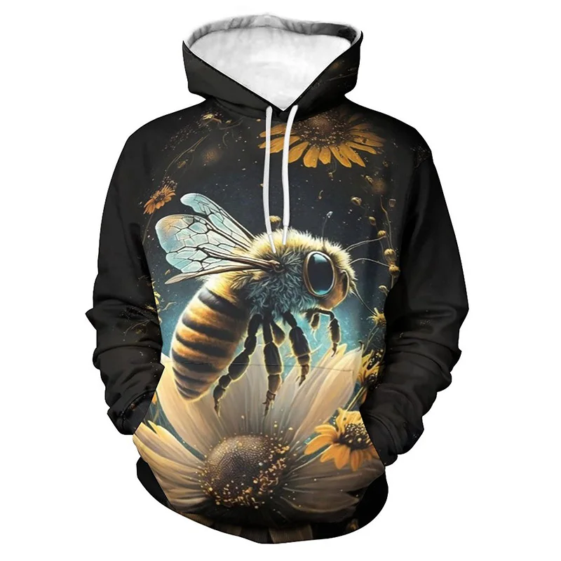 thumbnail image 1 of Sudadera con capucha de abeja en forma de panal para hombre, sudadera con estampado 3D, sudadera informal holgada de talla grande, ropa de calle de diseñador, ropa para hombre, 1 of 5