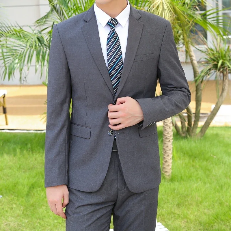 Mens suit Blazer pants Italian style Slim solid color Professional wedding groom best man suit