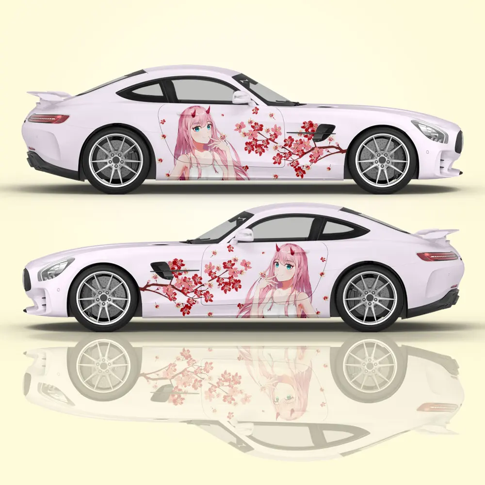 

Anime Girl Zero Two | DARLING In The FRANXX Flower Car Door Graphics Decal Vinyl Sticker Full Color Fit Any Car