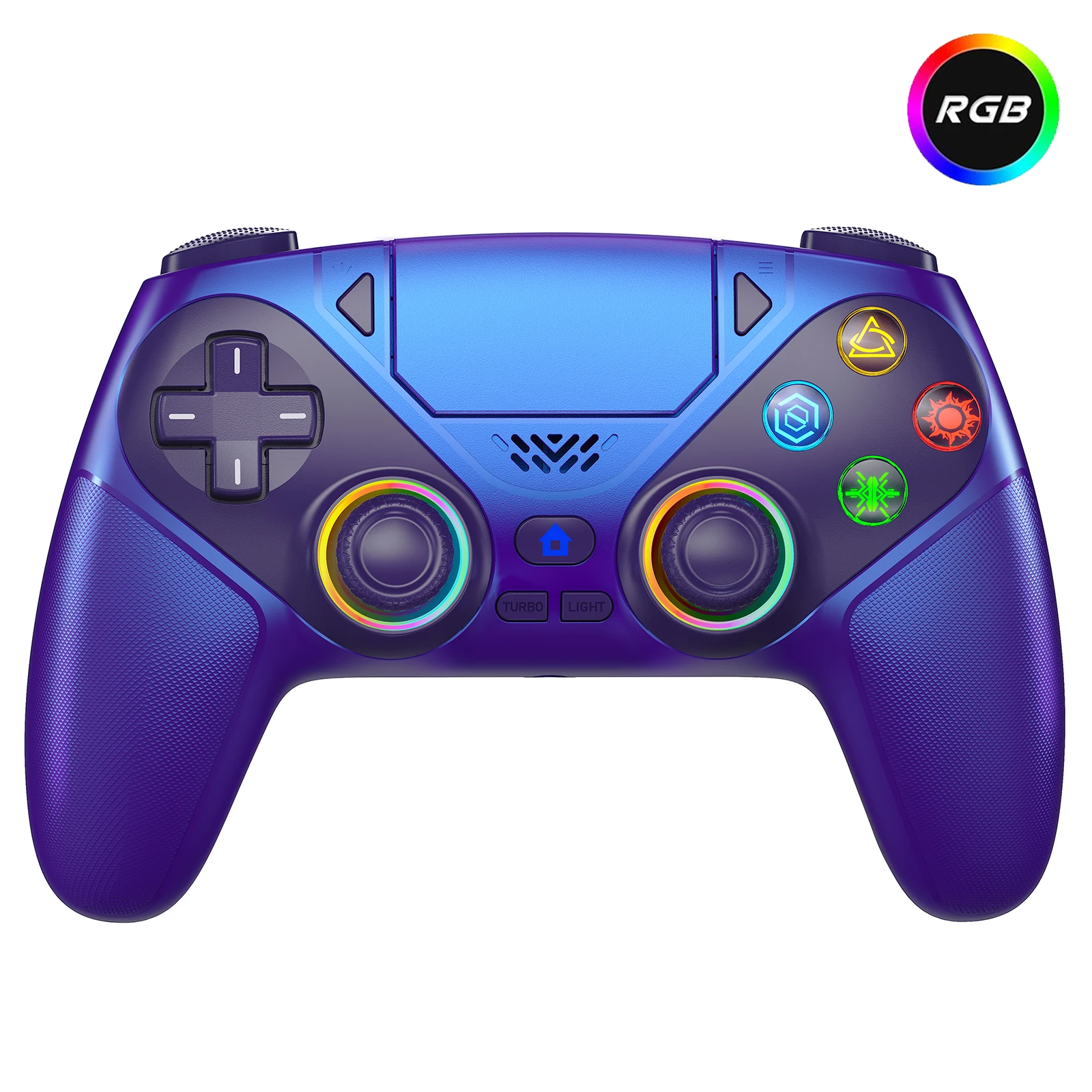 ตัวเลือกสินค้า จอยเกมไร้สาย RGB สำหรับ PS5/PC ดูอัลไวเบรชั่น โปรแกรมเกมได้