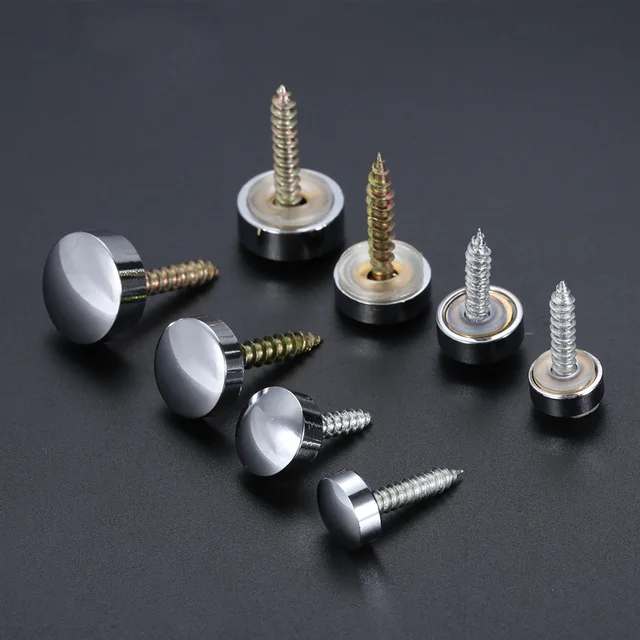 4Pcs Copper Decorative Mirror Fixing Screws Cap Cover Nails Fasteners for Advertising Board Tea Tables Wardrobes Glass Furniture