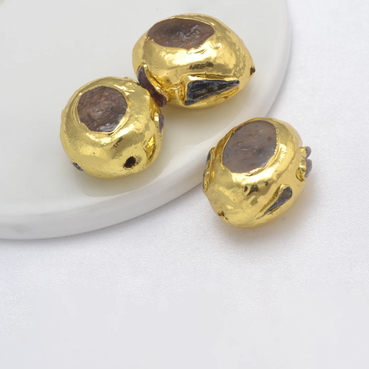 10 Pcs Beads for Jewelry Making Brass Wrapped Pearl Bracelets Material DIY Necklace Spacer Gold Color Trend Jewelry Wholesale