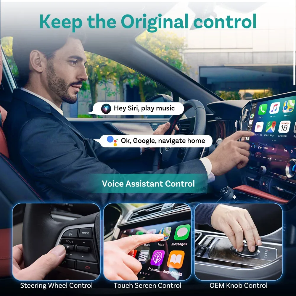 Ottocast Play2Video Pro Ai Box Wireless CarPlay Android Auto Adapter Built in Youtube Netflix IPTV for Car with Wired Carplay