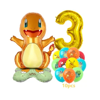 12pcs Pokemon Pikachu Balloon Set Children's Party Decoration Charmander Squirtle Bulbasaur Birthday Foil Balloon Gift Doll Toy 4