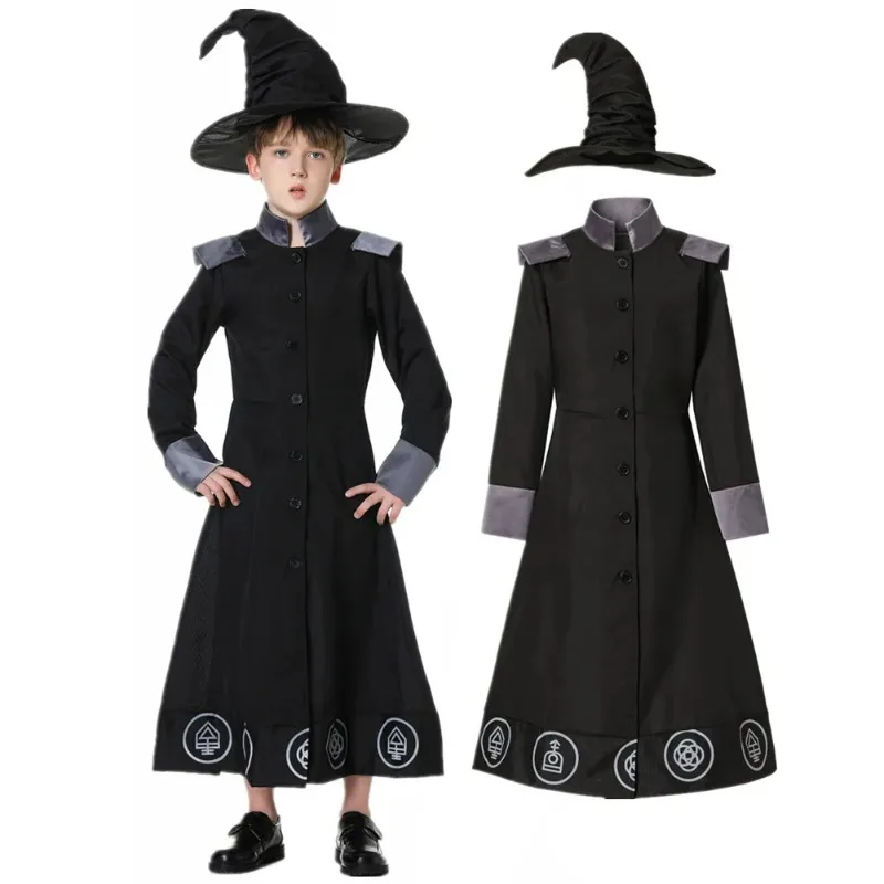 

Halloween Medieval Warlock Encanto Wizard Costume Boys Kids Dark Sorcerer Robe Religious Priest Cosplay Party Fancy Dress