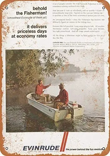 

Metal Vintage Tin Sign 1968 Evinrude Outboard Motors 2-Metal Tin Signs, Home Kitchen Wall Retro Poster Plaque Mural Bar Pub Co