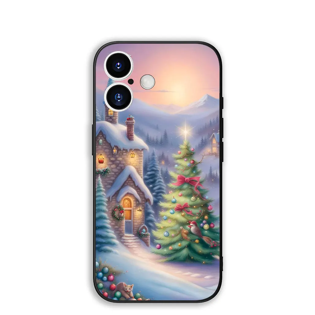 Festive Holiday Snowman & Christmas Tree Themed Phone Cover Case