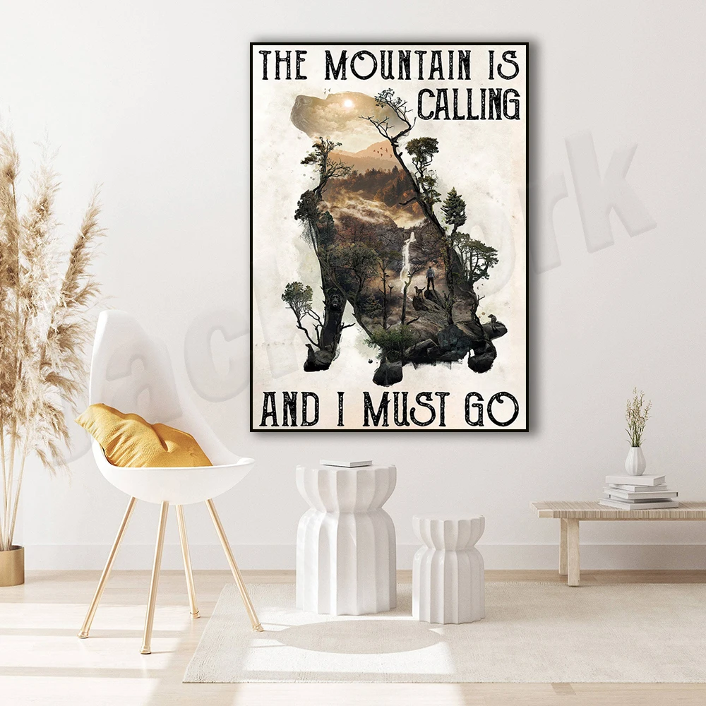La Montagna Sta Chiamando E Io Must Go Poster, Campeggio Camper Retro Poster, Escursionismo Retro Poster, Adventure Retro Poster