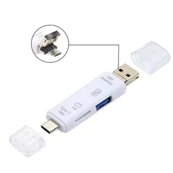 6-in-1 USB-C OTG Card Reader and Adapter (5 in 1 White)