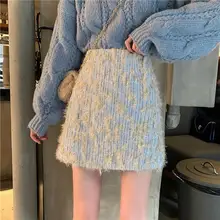 

DAYIFUN 2022 Skirt for Women Spring Autumn A-Line Empire Flocking Above Knee Mini Fashion High Street Sweet Casual Kawaii Skirts