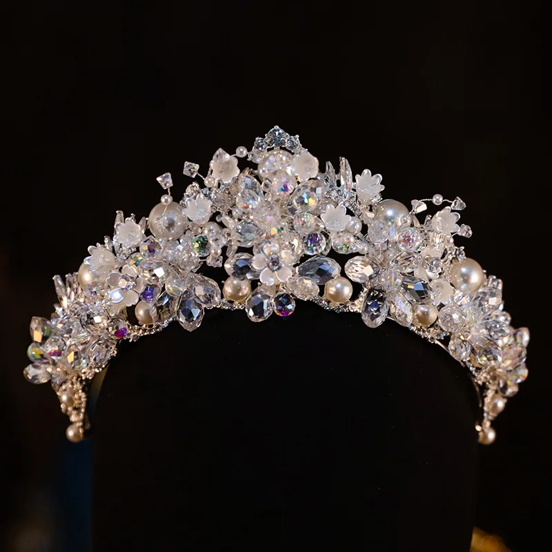 Tiara Eventos Especiales Diadema Tiara De Cristal Con Diseño De Hojas - Corona De Imitación Diamantes Para Eventos Especiales Accesorio Pelo Elegante