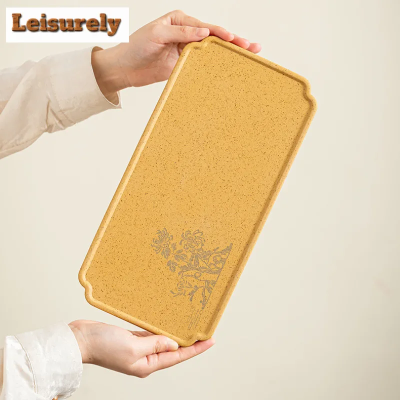 Purple Clay Raw Ore Section Mud Rectangle Tea Tray Snack Plate Coffee Storage Board Organizers Desk Dishes For Serving Tableware