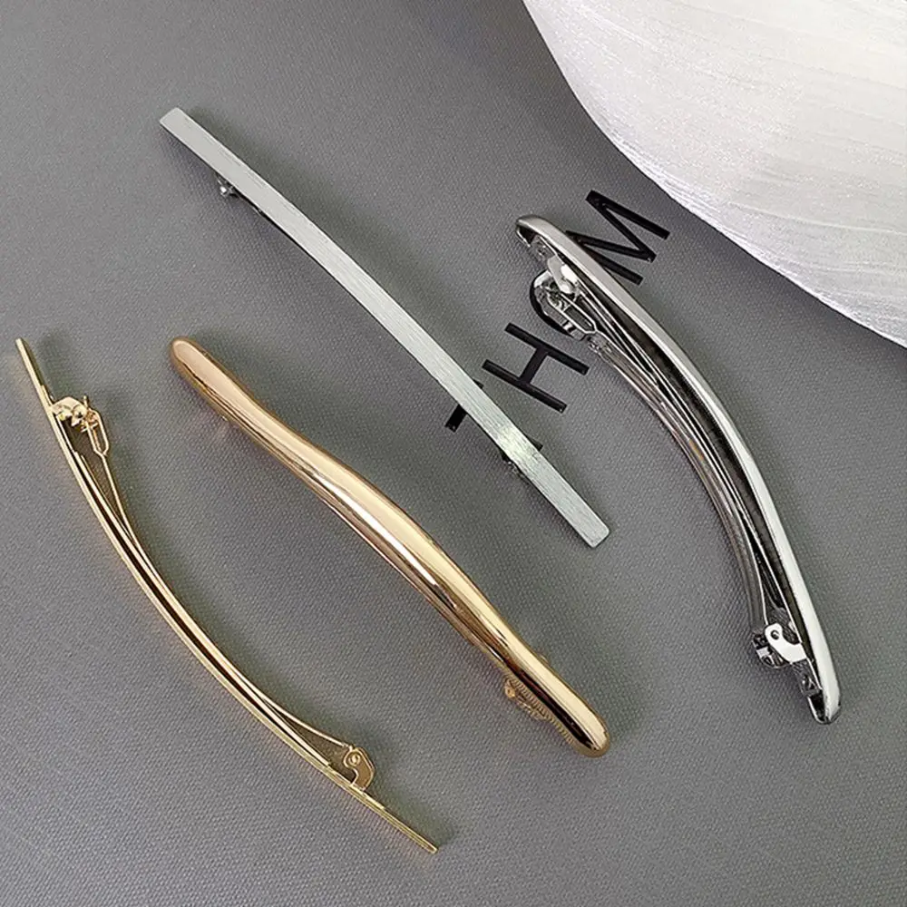 New Simple Women Metal Strip Long Barrettes Hair Clips Vintage Hairpins Automatic Smooth Spring Clip Hairgrip new upgraded artillery sidewinder x2 automatic leveling metal 3d printer high quality large print size 300x300x400mm