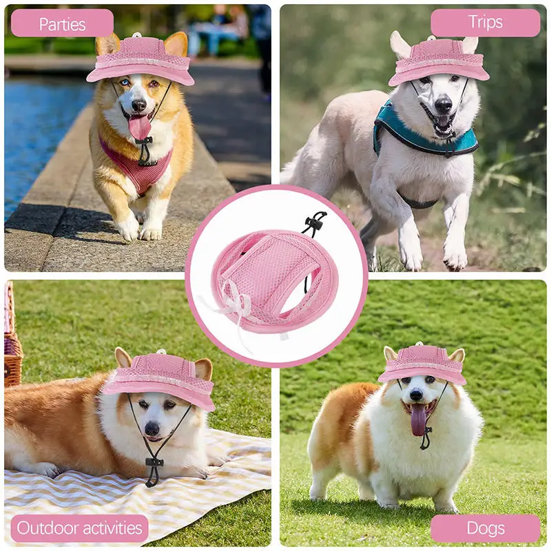 강아지와 고양이를 위한 리본 장식이 있는 1개입 자외선 차단 애완동물 모자 - 조절 가능하고 스타일리쉬함