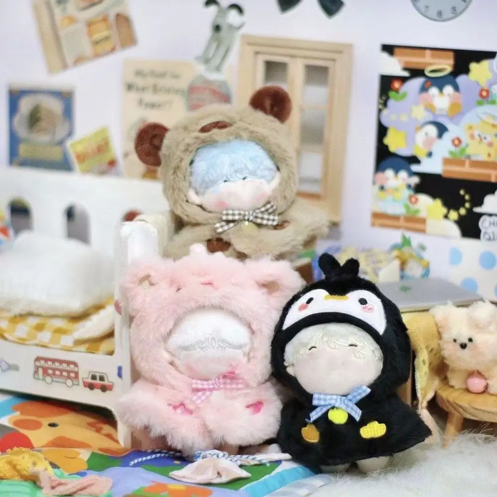 

Многоцветная накидка с мультяшными животными, аксессуары для кукол, мышь, пингвин, капибара, плюшевая шаль с капюшоном, худи для игрового домика, Одежда для кукол