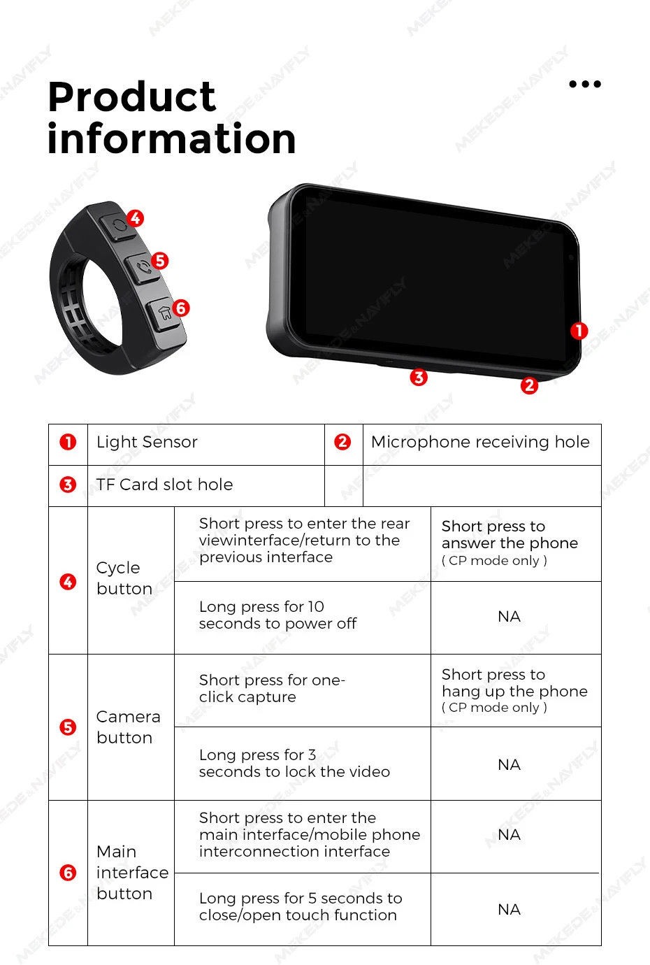 Mekede Tragbarer 6,25-Zoll IP67 Wasserdichter Moto Carplay GPS-Navigator Kabelloses Android AUTO Dual BT Motorrad-Monitor WLAN – Detail 14
