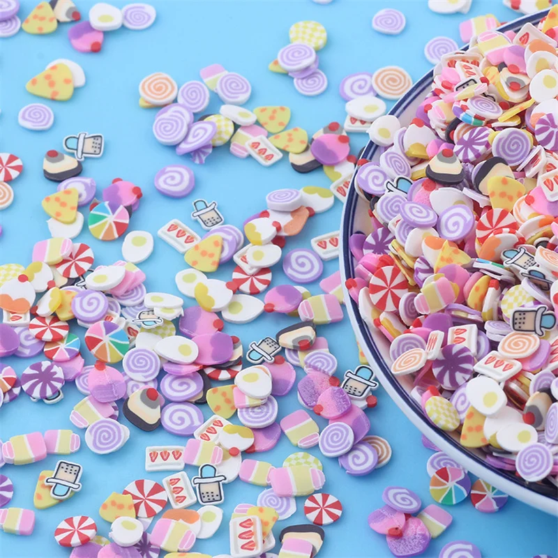 Polymer Clay 10g 5mm Mix Color Slime Candy Star heart Flower Fruit Unicorn Slices Polymer Clay Sprinkles DIY Nail Art Handmade Accessories