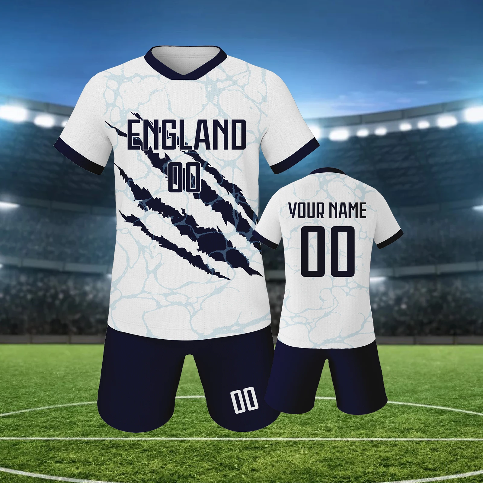 사용자 정의 영국 축구 키트 맞춤형 인쇄 이름 및 번호 축구 유니폼 국가 대표팀 축구 유니폼 3-14Y 팬-Freehip.co.kr