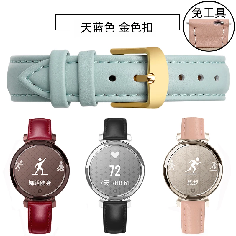 Elegant Genuine Leather Strap for Garmin Lily 2 Women's Smartwatch - 14mm Quick Release in Pink White